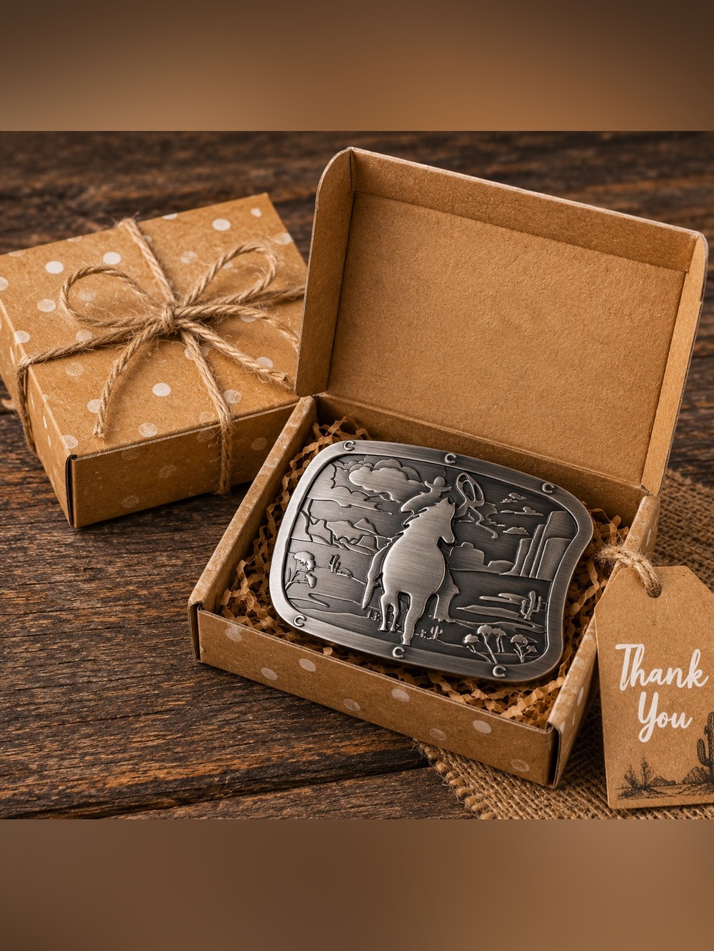 Silver tone Western Cowboy Belt Buckle